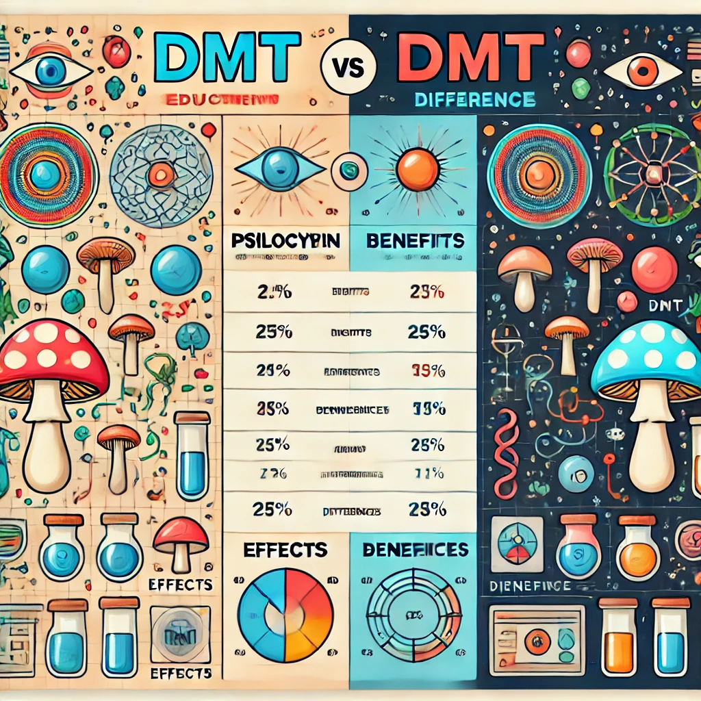 Comparing psilocybin and DMT: What you need to know, exploring differences, effects, and where to buy magic mushrooms in Toronto. Learn about psilocybin vs. DMT in Canada.